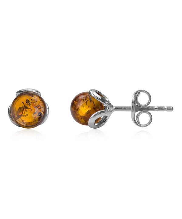 Amber Sterling Silver Small Earrings