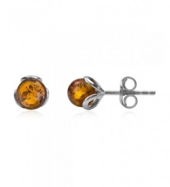 Amber Sterling Silver Small Earrings