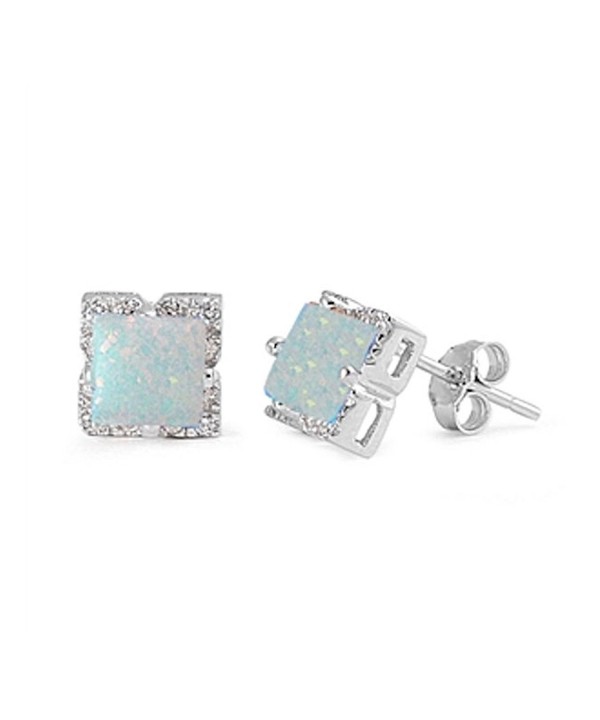 Earring Princess Square Created Sterling