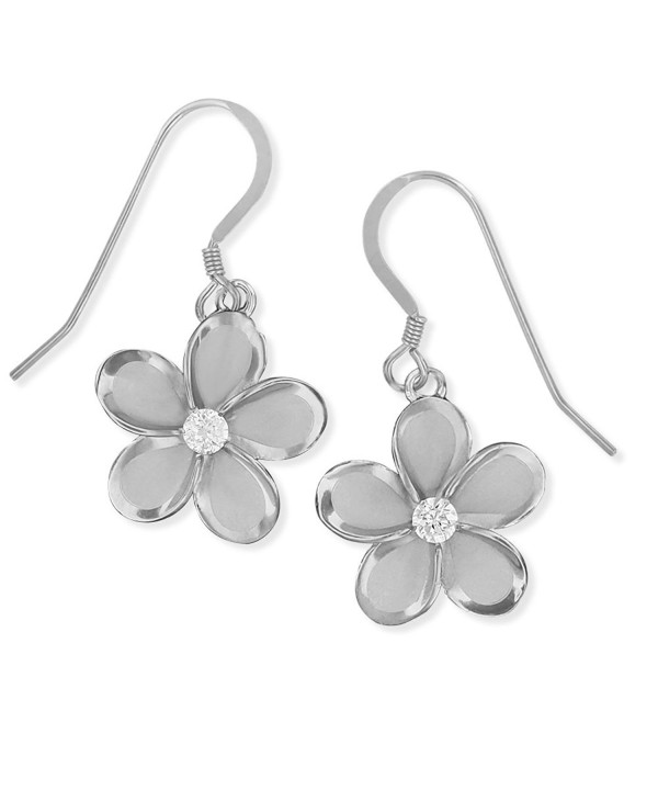 Rhodium Sterling Silver Plumeria Earrings