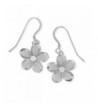 Rhodium Sterling Silver Plumeria Earrings