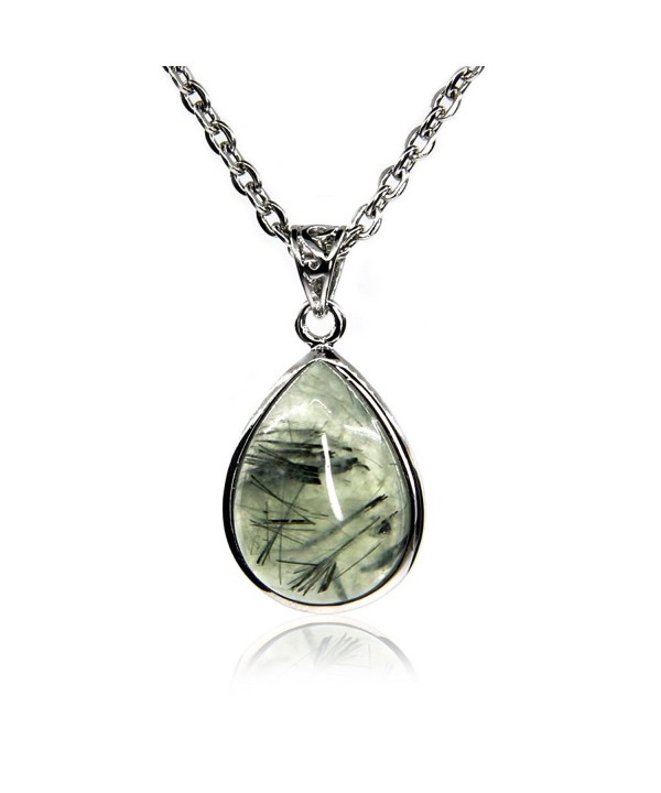 Natural Gemstone Prehnite Pendant Necklaces