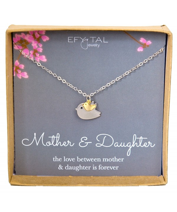 Mother Daughter Necklace Mommy and Baby Bird- Two Tone Mothers Day ...