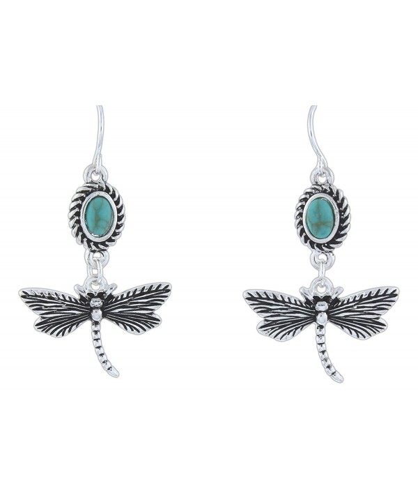 LOLO Silver Tone Imitation Turquoise Dragonfly