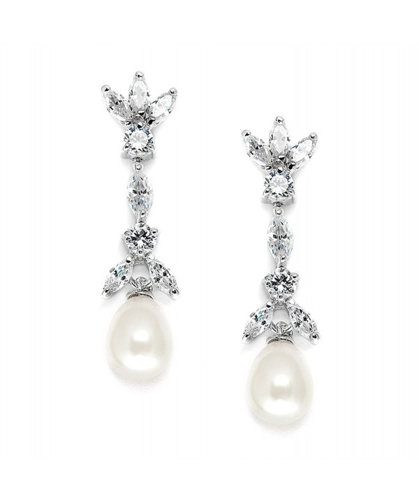 Mariell Zirconia Freshwater Bridal Earrings