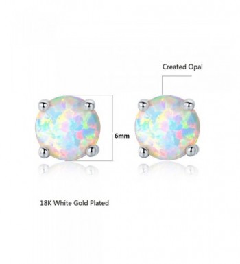 GMESME 925 Sterling Silver Round Created Opal 6mm Birthstone Stud ...