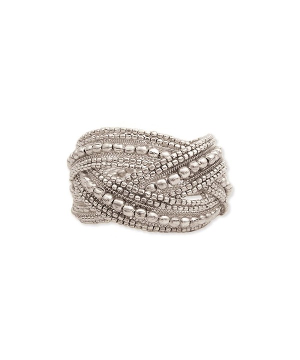 Silver Plate Beaded Braided Bracelet