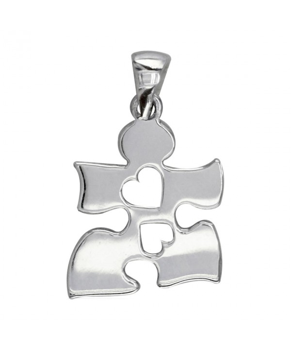 Autism Awareness Puzzle Hearts Sterling