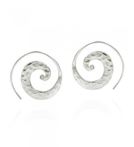 Unique Hammered Spiral Sterling Earrings