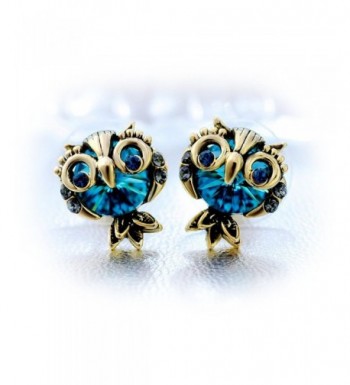 Women's Cute Owl Rhinestone Gemstone Stud Earrings C512JGEY2J7