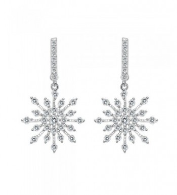 925 Sterling Silver Winter Snowflake Bridal Drop Earrings CS12N8YM9IZ