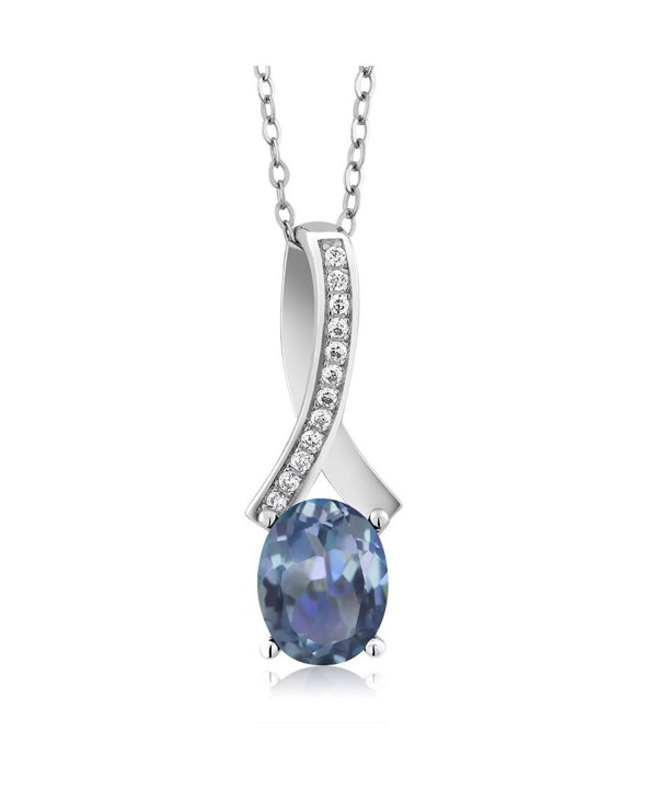 2.62 Ct Oval Blue Sapphire 925 Sterling Silver Women's Pendant with 18 ...