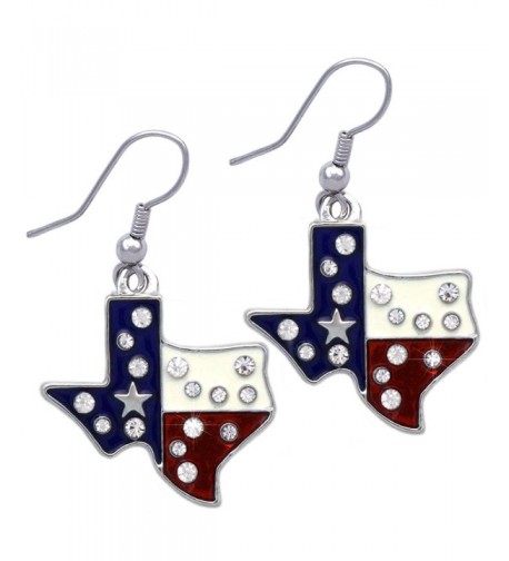 American Patriotic Elephant Earrings Silver tone