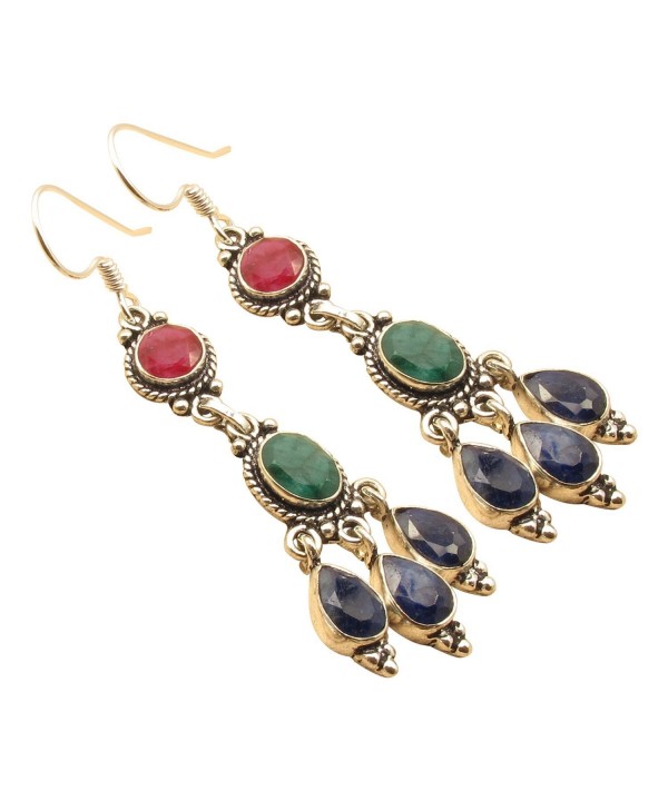 EMERALD SAPPHIRE Colorful Earrings Jewelry