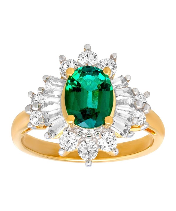 Created Emerald Sapphire Gold Plated Sterling