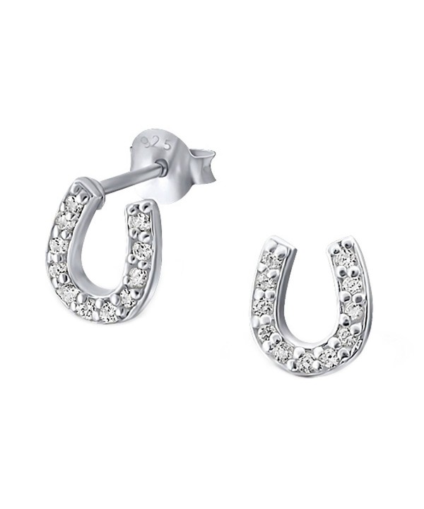 Sterling Silver Horseshoe Earrings E18403