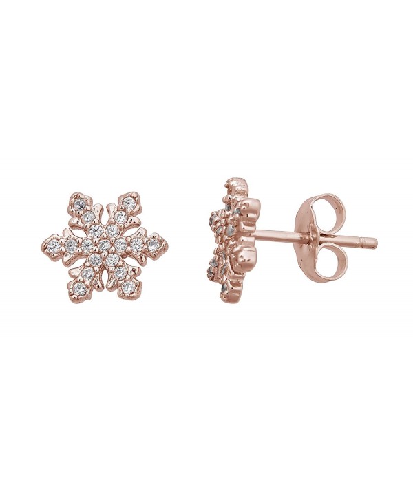 Sterling Snowflake Earrings rose gold sterling silver