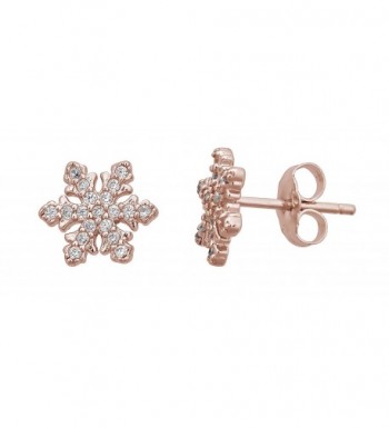 Sterling Snowflake Earrings rose gold sterling silver