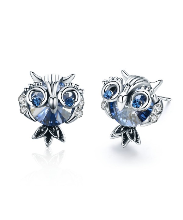 Blue Owl Stud Earrings Made with Swarovski Crystals (2.5 cttw) CE12O3A832V
