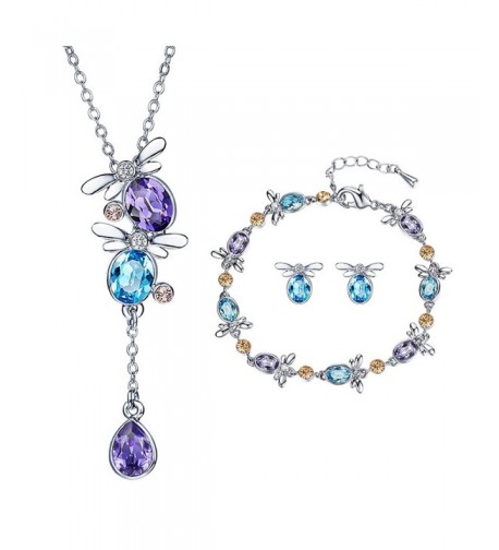 Butterfly Crystal Cloisonne Earrings Necklace