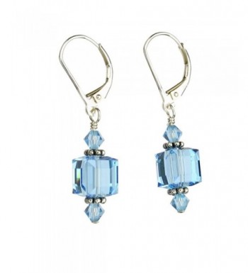 Sterling Silver Leverback Earrings 8mm Cube Made with Swarovski ...