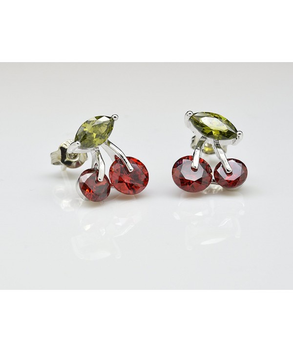 Cherry Earrings Zirconia Austrian Crystals