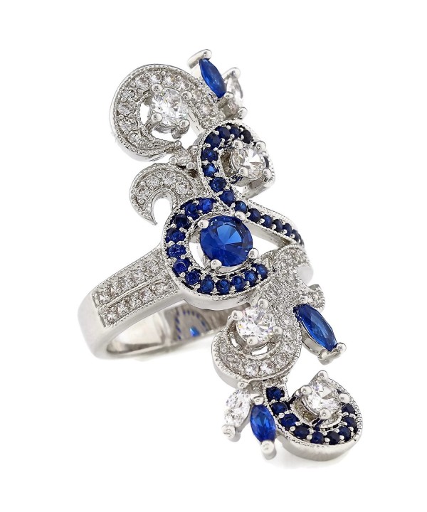 Vintage Inspired Marquise Created Sapphire and Clear CZ Long Knuckle ...