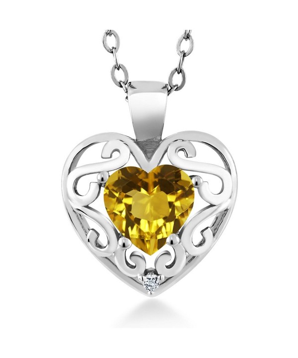 Heart Shape Citrine Silver Pendant