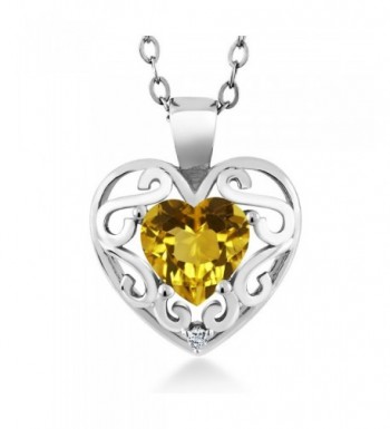 Heart Shape Citrine Silver Pendant